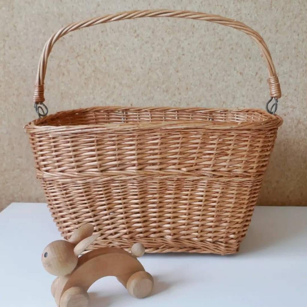 Vintage rieten fietsmand, Gebruikt, Stuurbevestiging, Ophalen of Verzenden, Vintage