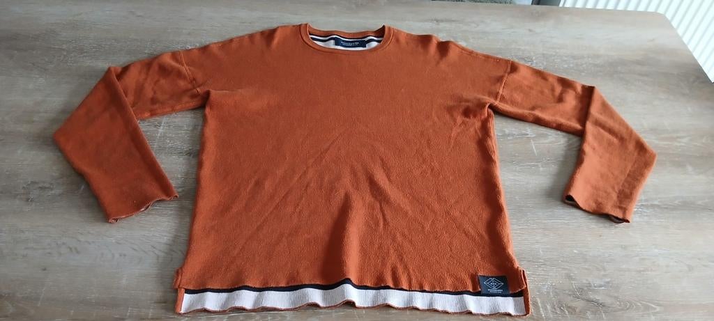XL Scotch & Soda Trui reversible wear oranje / wit gestreep, Maat 56/58 (XL), Oranje, Ophalen of Verzenden, Zo goed als nieuw