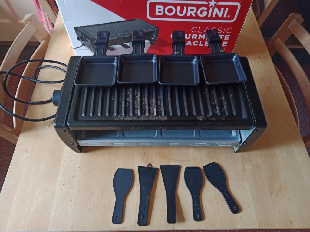 Bourgini gourmetstel / raclette met grillplaat, Ophalen of Verzenden, Gebruikt