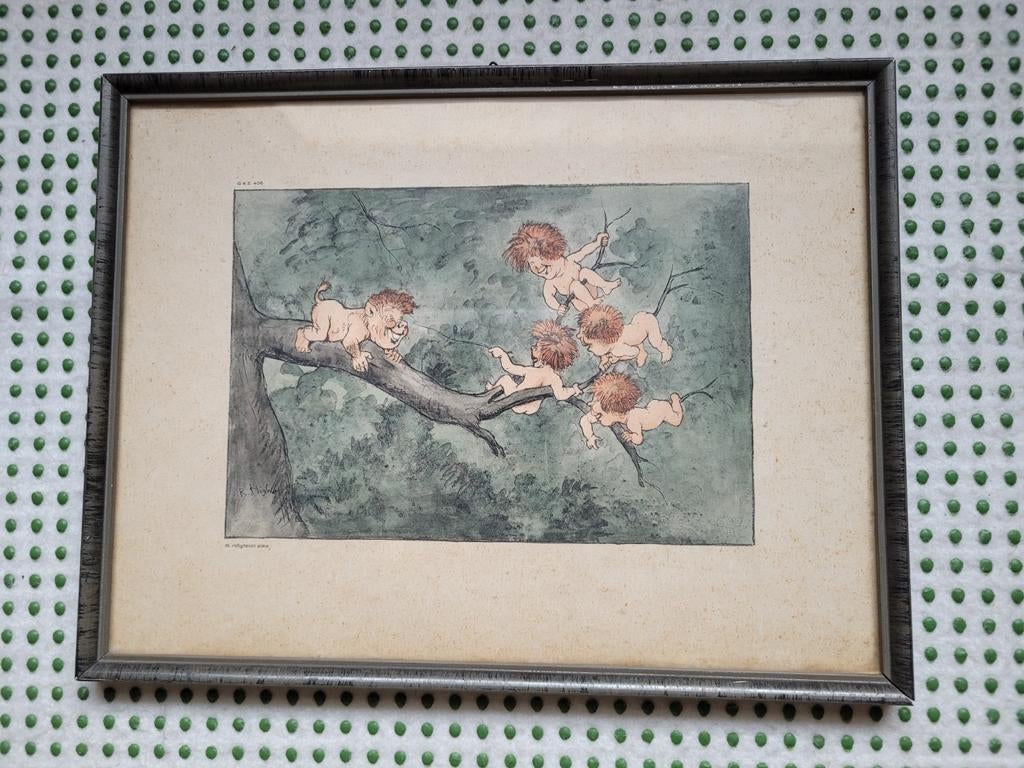 Grappig schilderijtje Högfeldt prent bijna gratis, Minder dan 50 cm, Oorspronkelijke maker, Ophalen of Verzenden, Zo goed als nieuw