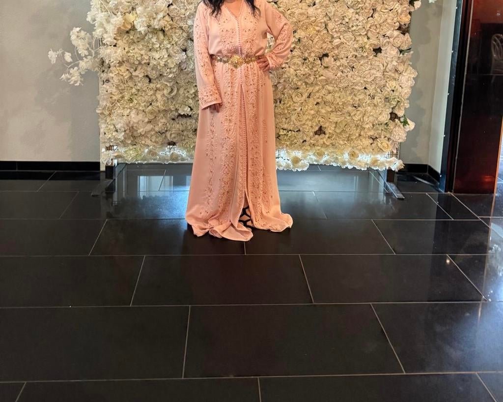 Mooie roze Marokkaanse jurk Maat L, Ophalen, Overige typen, Maat 42/44 (L), Roze