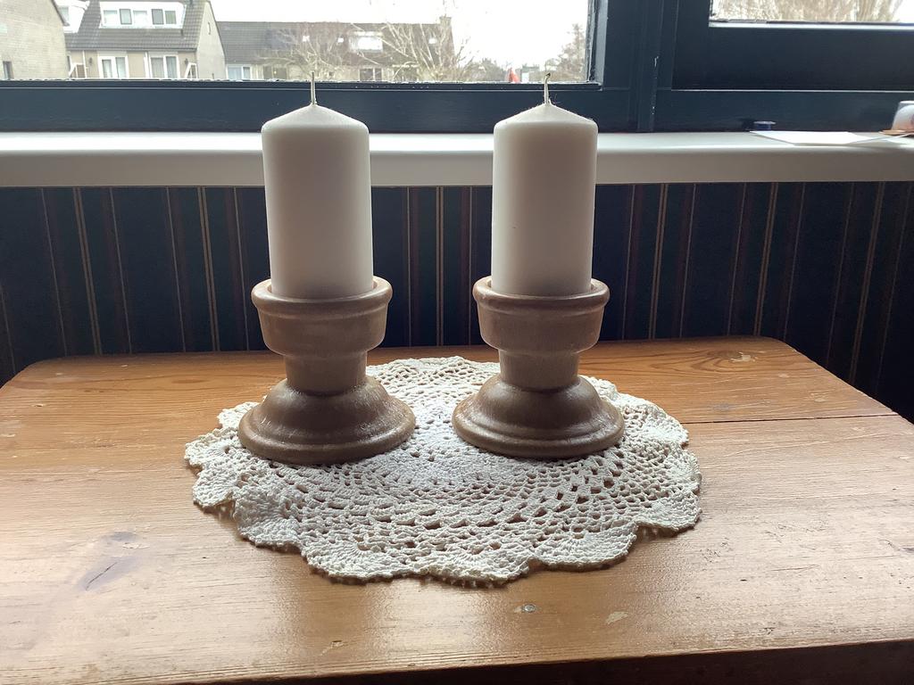 Vintage servies Vieux Gres 2 kandelaars, Antiek en Kunst, Ophalen of Verzenden, Keramiek of Aardewerk