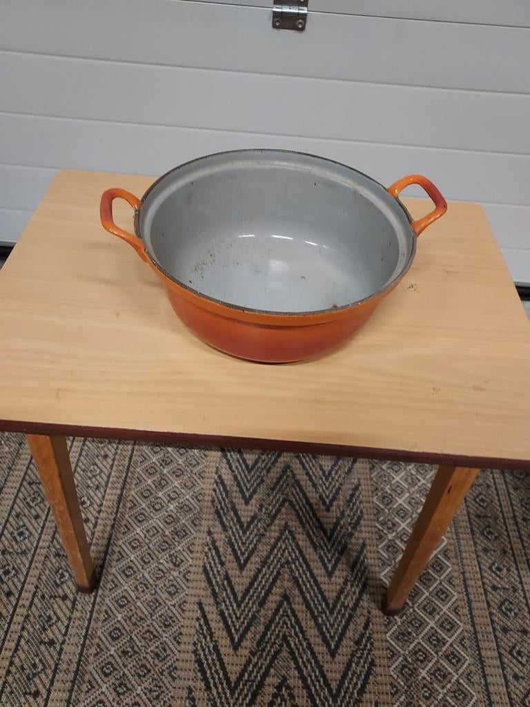 Emaille 2 stuks pannen,  steelpan, vergiet en jus lepel, Ophalen of Verzenden