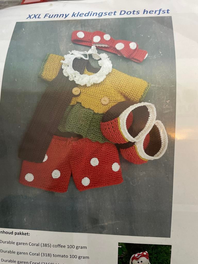 XXL Funny kledingset Dots herfst - Haakpakket, Funnyshaken.nl, Nijkerk, Nieuw, Ophalen of Verzenden