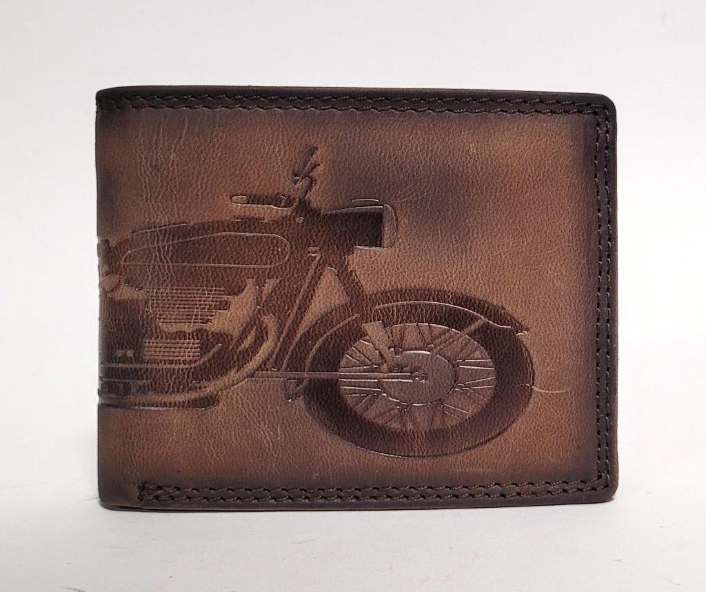 Motor Motorcycle portemonnee van leer portefeuille bruin, Sieraden, Tassen en Uiterlijk, Portemonnees, Overige merken, Info@deconoord.nl