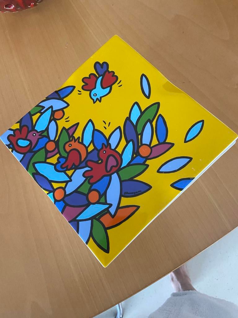 Vrolijke Schoonhoven Keramiek Koekdoos, Gebruikt, Porselein of Keramiek, Schaal, Vierkant