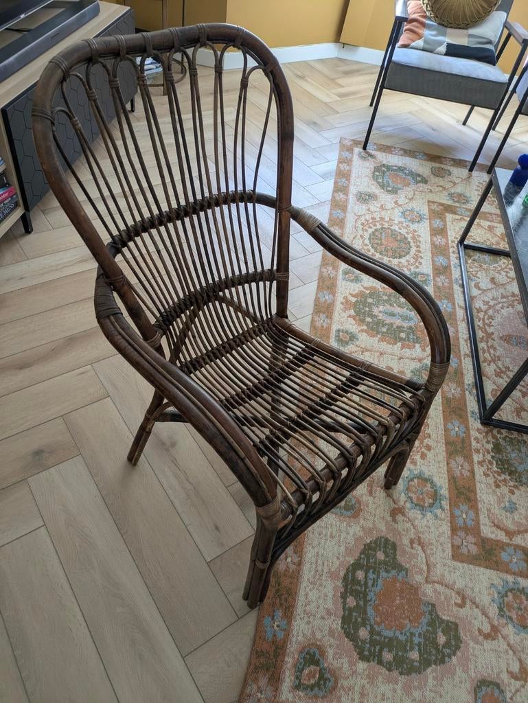Rotan fauteuil - stoel donker - bruin, Ophalen, Gebruikt, Bruin, Eén