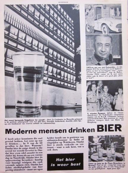 9 vintage advertenties reclames Bier 50-57 Beer best, Ophalen of Verzenden, Gebruikt, Reclamebord, Plaat of Schild, Overige merken