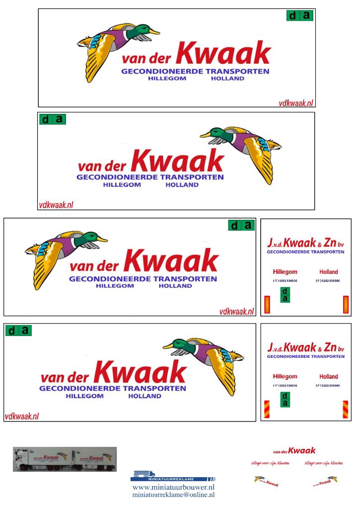 Vrachtauto decal 1:50 van der Kwaak Hillegom (combi) type 2, Verzenden, Nieuw, Bus of Vrachtwagen, Overige merken