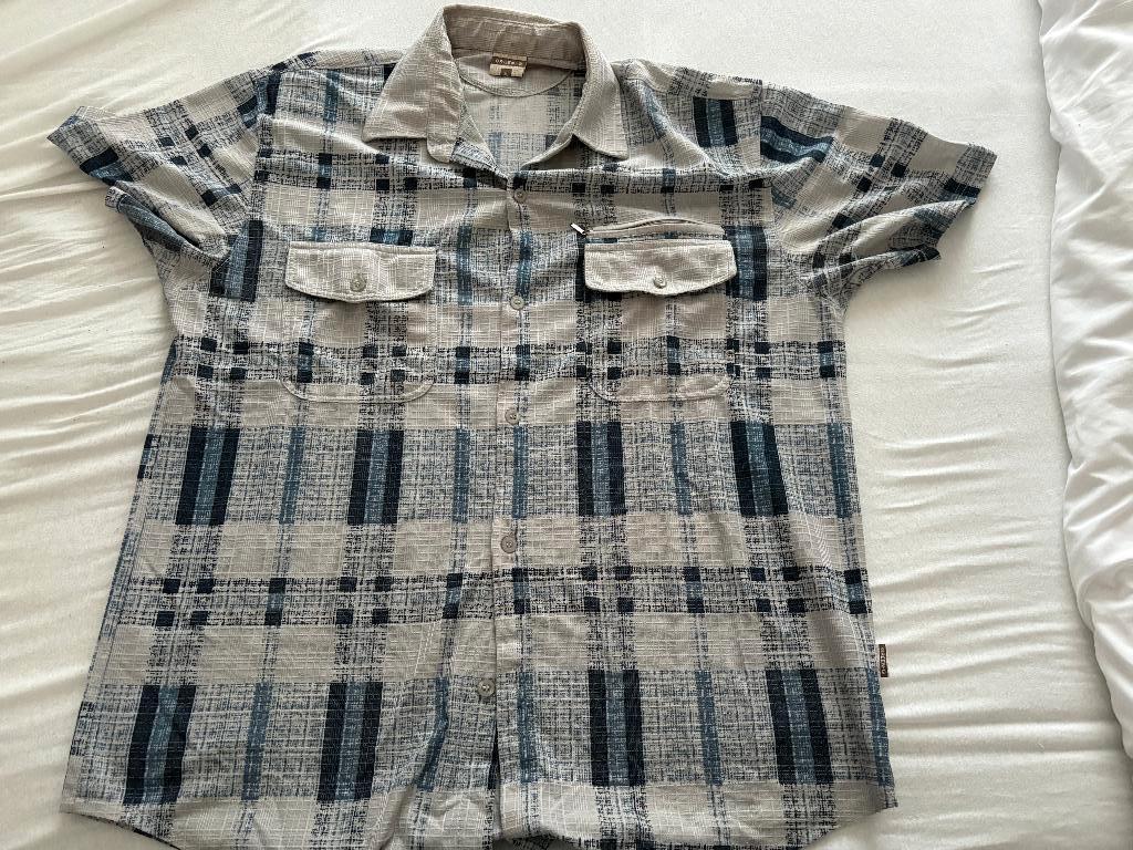 Blauw grijs overhemd korte mouw maat XL, Onbekend, Blauw, Ophalen of Verzenden, Zo goed als nieuw