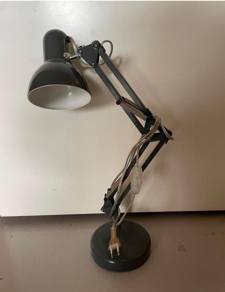 Hema bureaulamp grijs metaal perfecte staat, Ophalen of Verzenden, Gebruikt, Metaal, Minder dan 50 cm