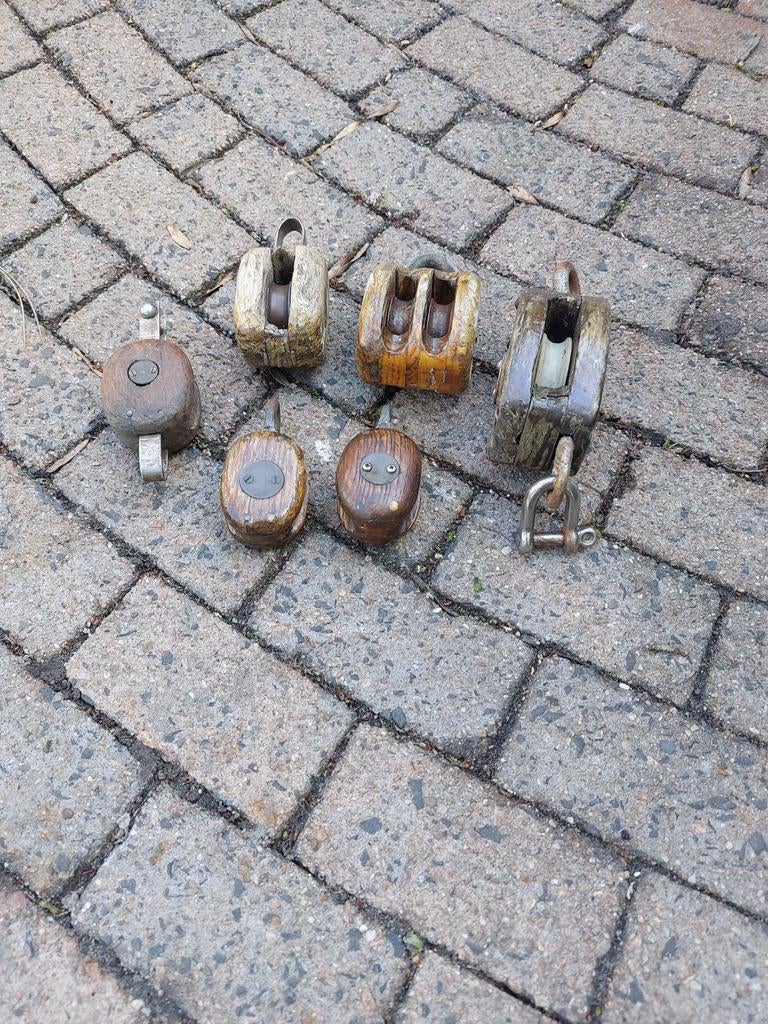 Oude houten  katrollen., Ophalen of Verzenden, Gebruikt