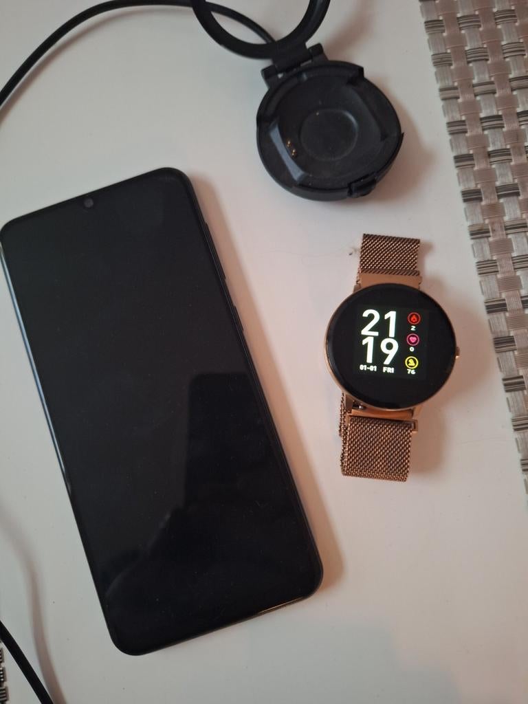 Samsung a50+ smartwatch dames, Ophalen of Verzenden, Zwart, Android