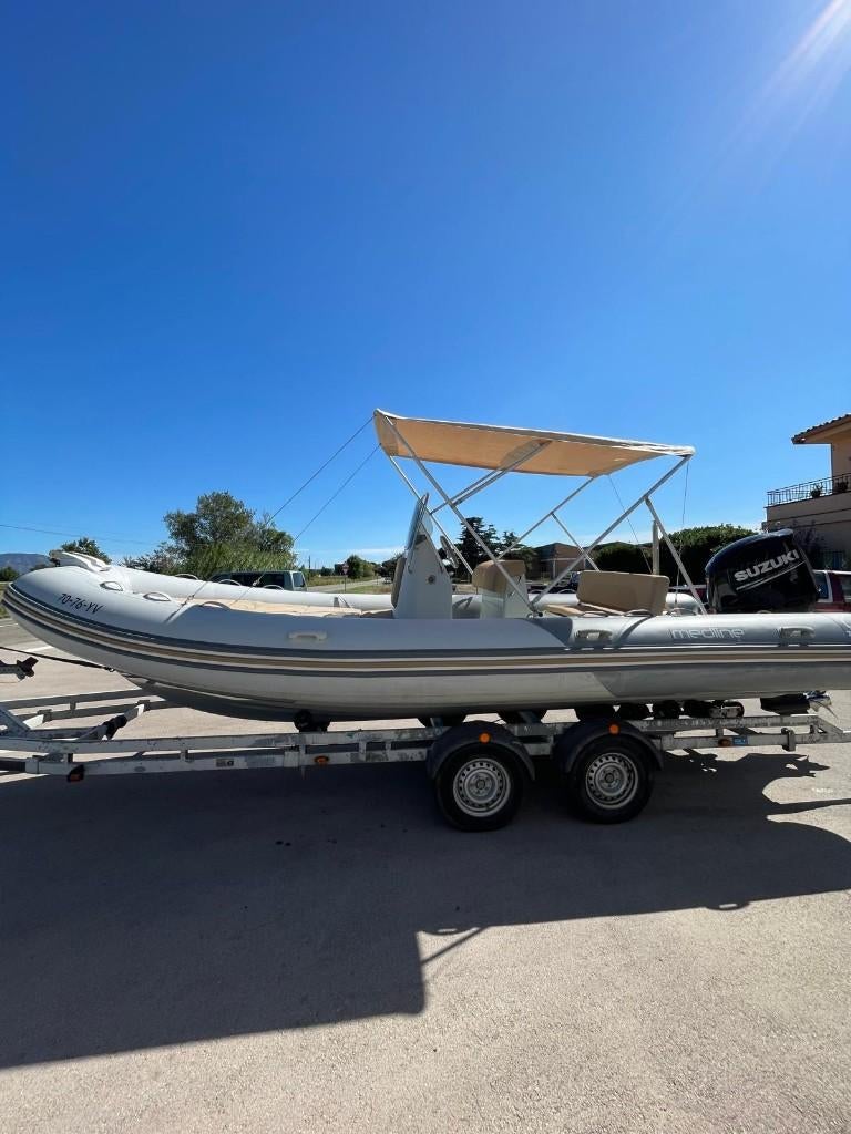 Rubberboot 6.6 meter, Watersport en Boten, Rubberboten, Ophalen, 120 tot 200 pk, Benzine, Overige materialen
