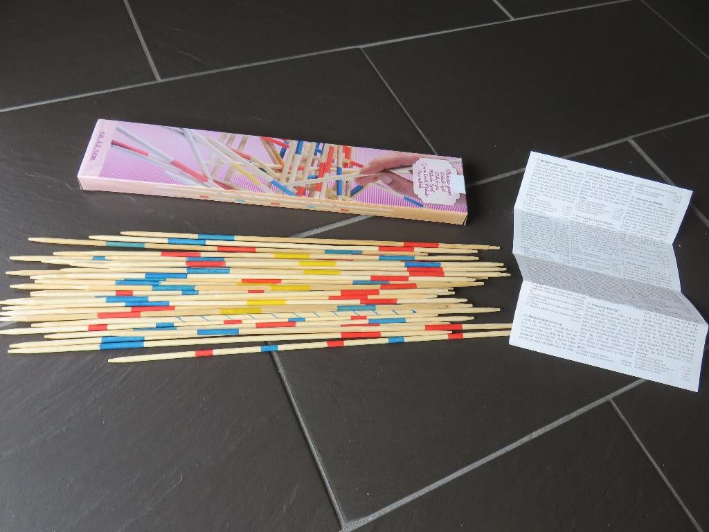 Reuzen mikado, houten stokken van 43cm lang., Ophalen of Verzenden, Zo goed als nieuw
