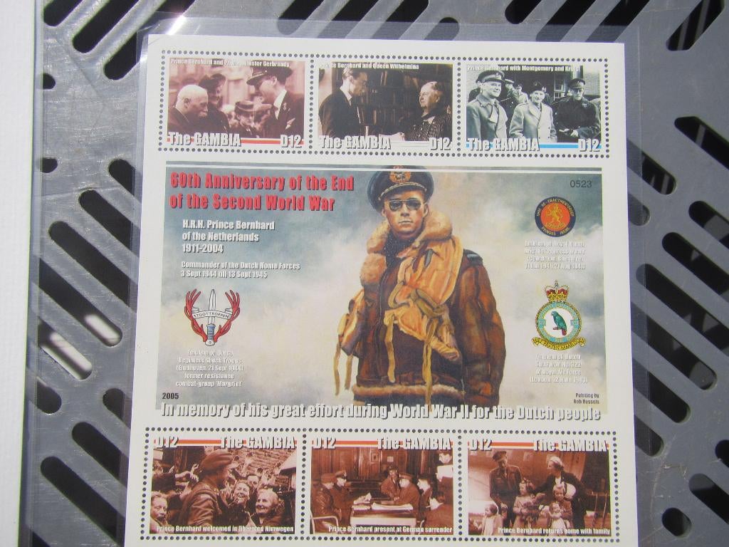 Gambia Prins Bernhard postfris blok en 2 bladen gestempeld, Verzenden, Koningshuis