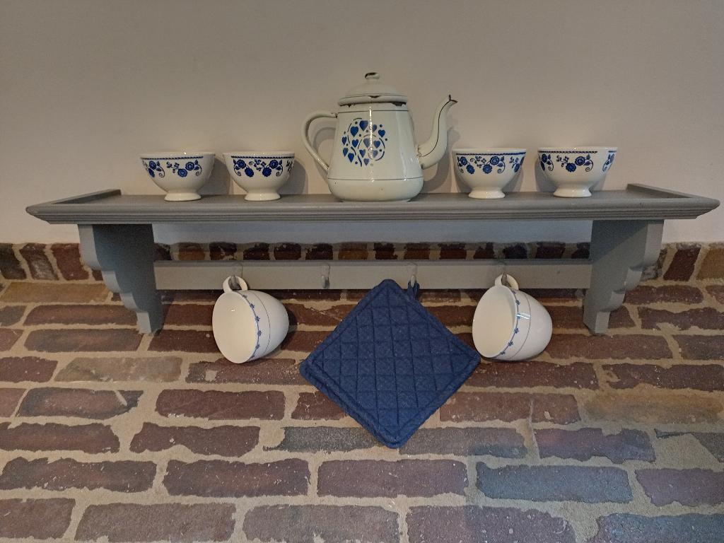 leuk oud wand/keukenrek regaal grijs hout, Ophalen, Gebruikt