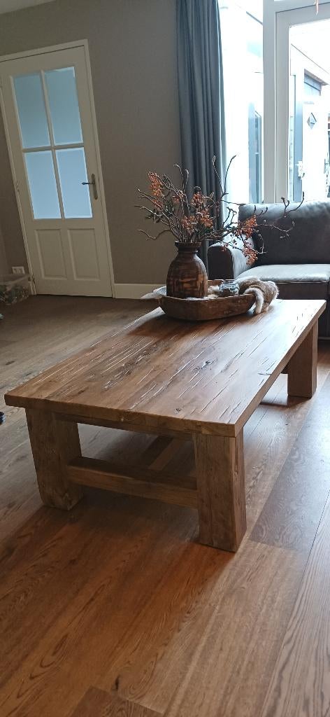 Eiken eettafel en salon tafel, Ophalen, Gebruikt, Eikenhout, 50 tot 100 cm