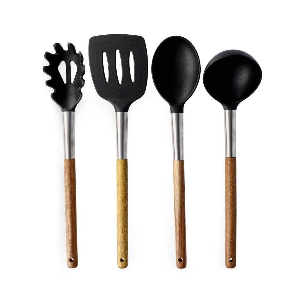 Homla | Kookset | Acaciahout - Nylon - Roestvrij Staal, Nieuw, Ophalen of Verzenden, Rvs of Chroom