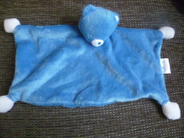Blauw velours beren doekje lapje van Nestle, Ophalen of Verzenden, Zo goed als nieuw, Overige typen
