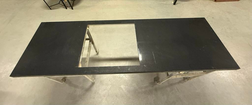 Zwart composiet keukenblad met sparing voor wasbak, Ophalen, Zwart, Enkelwandige keuken, Composiet