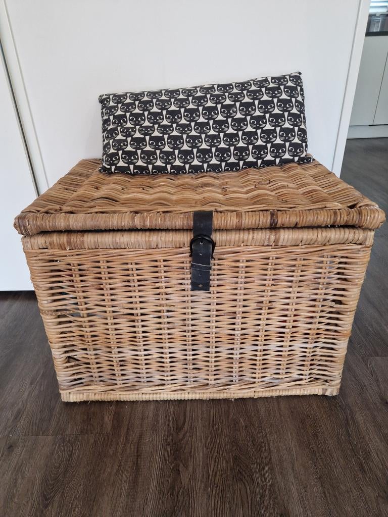 Rotan opbergmand / speelgoedmand Ikea met gesp, Ophalen, Gebruikt, 50 tot 100 cm, Minder dan 50 cm