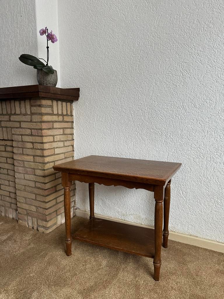 Eiken tv tafel met draaibaar plateau, Ophalen, Gebruikt, Eikenhout, 50 tot 100 cm