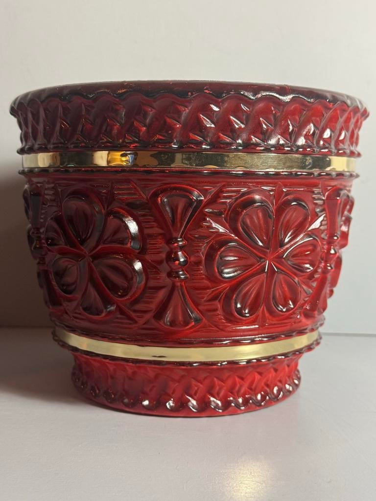 Vintage Rode West Germany Bloempot - Uniek Design, Gebruikt, ?, ?, ?