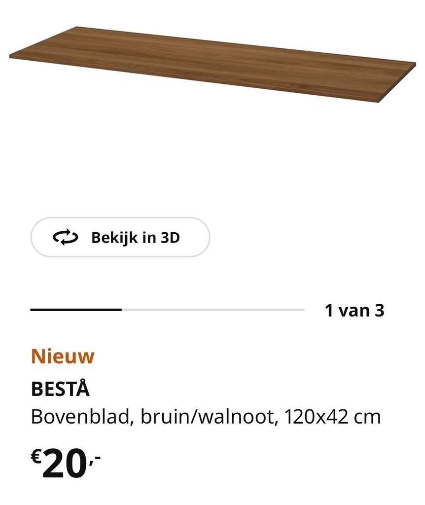 BESTA ikea plank walnoot 120cm NIEUW., Ophalen, Nieuw