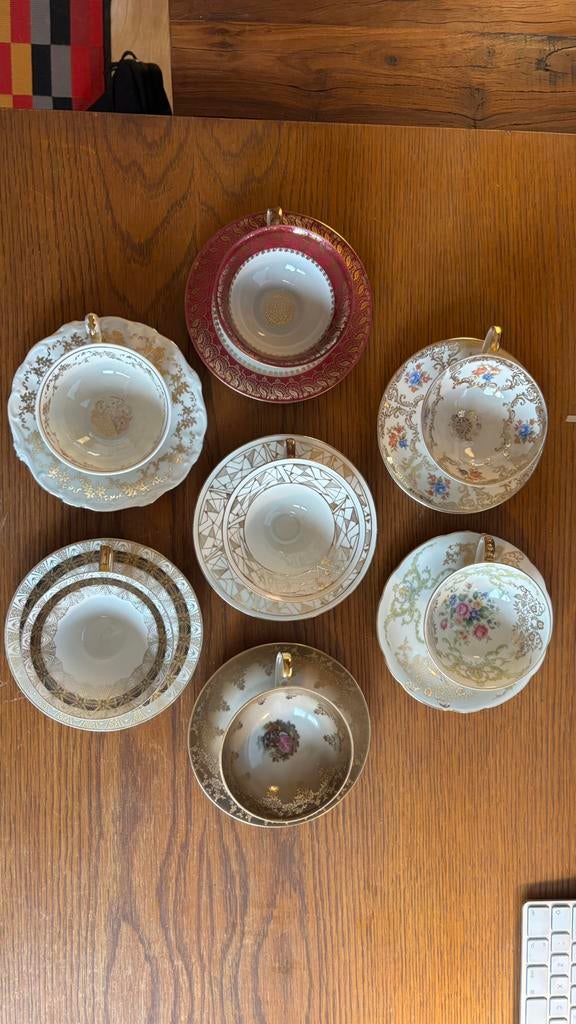7 Duitse porseleinen kop en schotels, zonder beschadigingen., Antiek en Kunst, Antiek | Servies compleet, Ophalen
