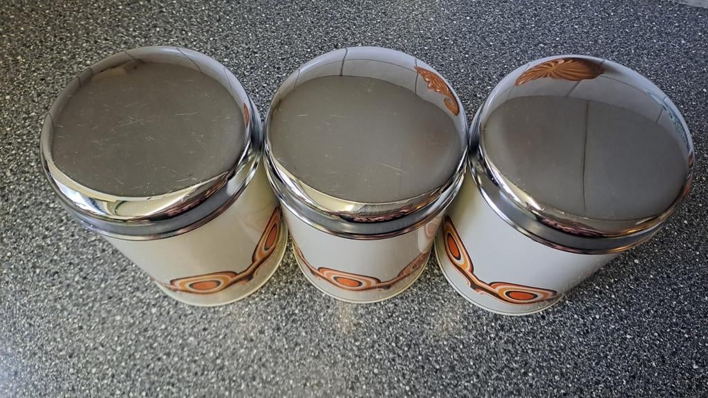 3 vintage Brabantia voorraadblikken - Jaren '70 design, Antiek en Kunst, Ophalen of Verzenden