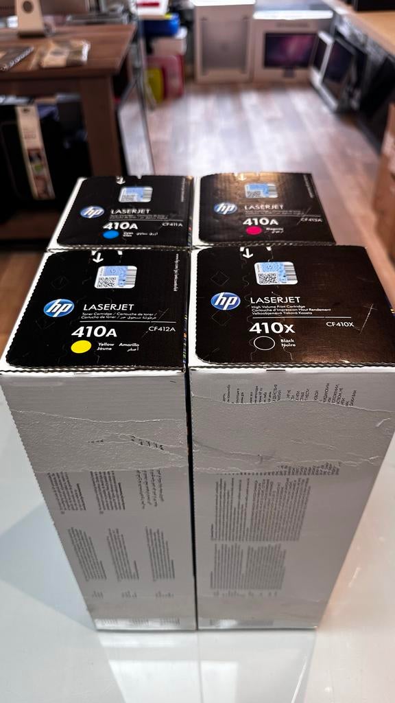 4 originele HP toners 410A en 410X 3 kleuren 1x zwart, Ophalen of Verzenden, Nieuw, Toner