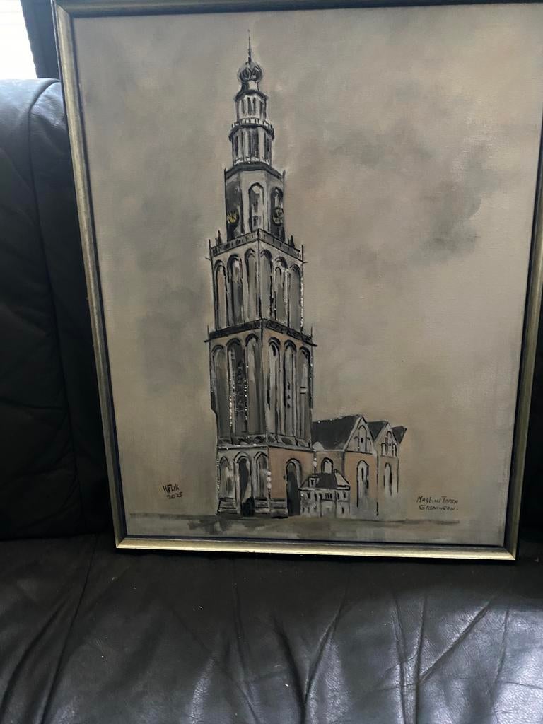 Schilderij groningen Martini Toren, Ophalen of Verzenden