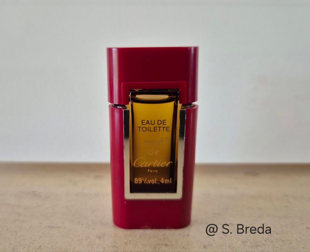 Cartier - Must de Cartier - Eau de Toilette 4 ml rood, Ophalen of Verzenden, Zo goed als nieuw, Miniatuur, Gevuld