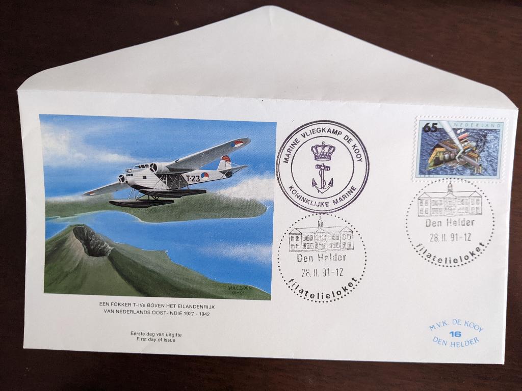 NL 1991; Env. Vliegkamp De Kooy nr 16 met FOKKER T-IVa LEES, Verzenden, Envelop