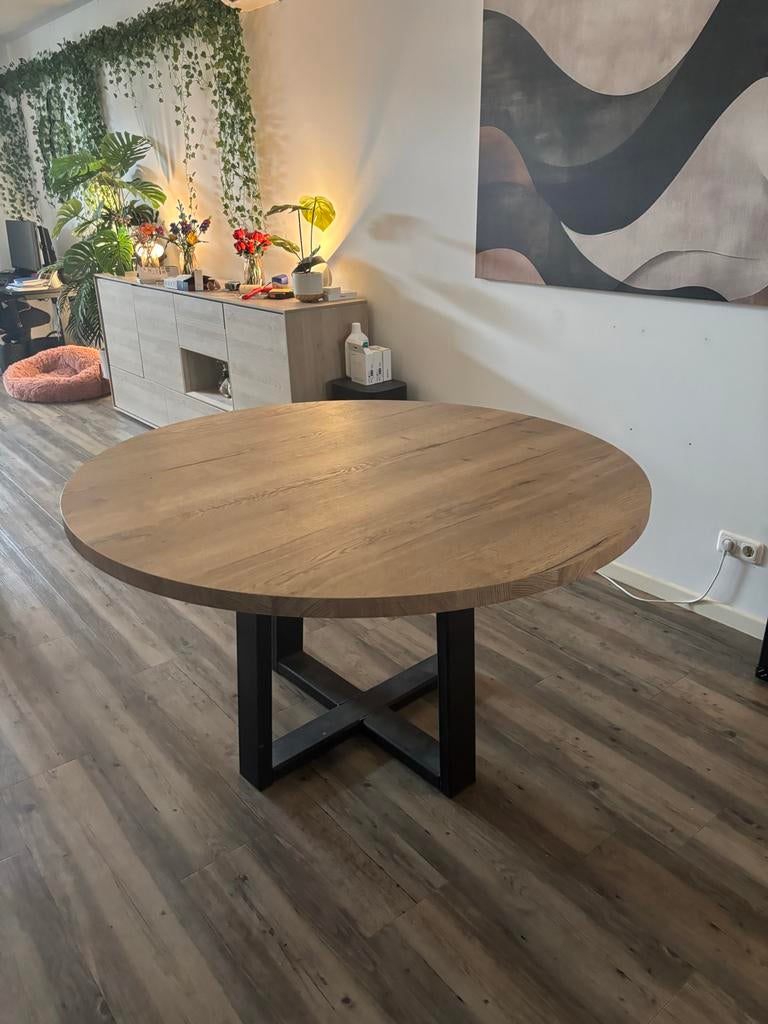 6-persoons Eettafel Middelburg Bruin - Woonexpress, Huis en Inrichting, Tafels | Eettafels, Ophalen, 100 tot 150 cm, Rond, 50 tot 100 cm