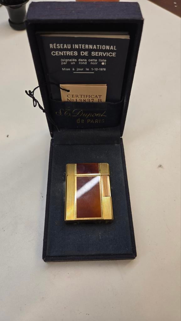 S.T. Dupont Lijn 1 aansteker verguld Chinese lak, Verzamelen, Rookartikelen, Aanstekers en Luciferdoosjes, Ophalen of Verzenden