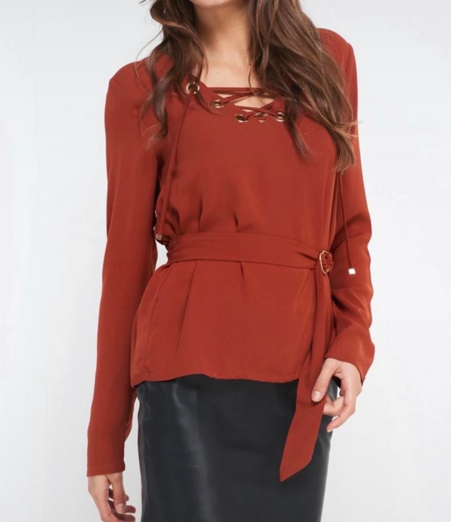 SuperTrash Bambi blouse met veters en riem, Kleding | Dames, Ophalen of Verzenden, Zo goed als nieuw, Maat 38/40 (M), Rood