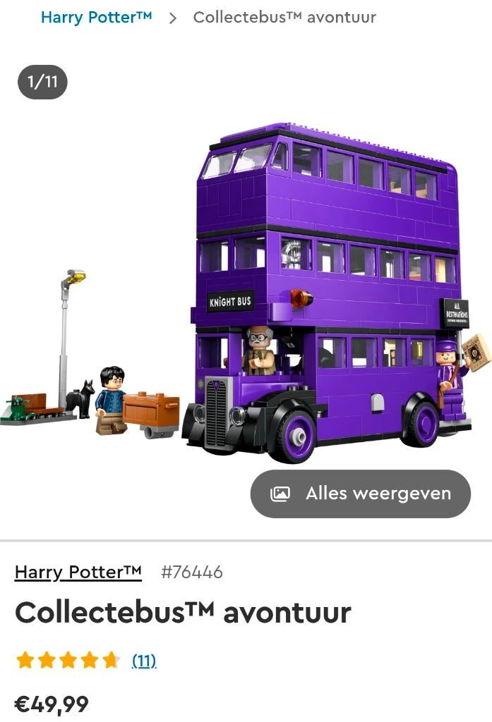 Harry Potter lego knight bus, Ophalen of Verzenden, Zo goed als nieuw, Complete set, Lego