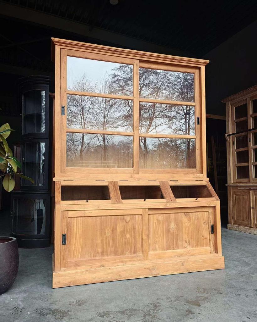 Teakhouten apothekerskast | Servieskast | Grutterskast #2133, Huis en Inrichting, Kasten | Buffetkasten, Niet ingevuld, Gebruikt