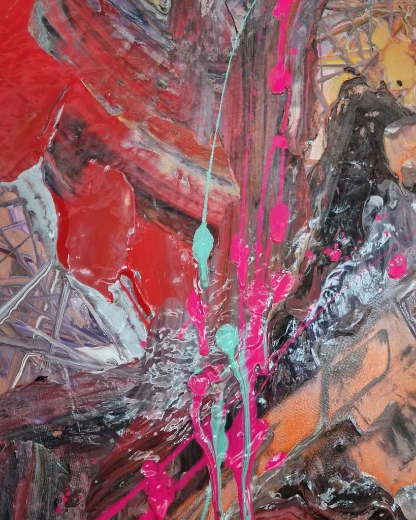 Abstract modern schilderij 60x80, origineel, acrylverf, Ophalen of Verzenden