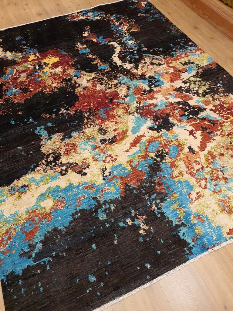 Handgeknoopt oosters tapijt modern art 251x194, Info@SlatsAntiek.nl, Crème, Perzisch, 150 tot 200 cm