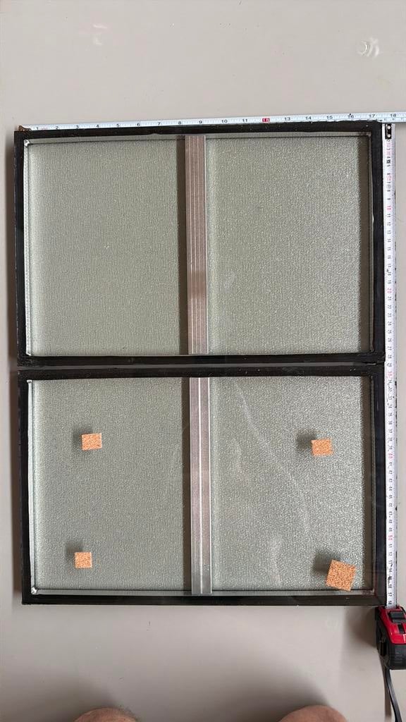 Hr++ (melk) glas - 2x 28,5x44 cm of 57x44 cm, Ophalen, Zo goed als nieuw, Minder dan 80 cm, Gevelraam of Ruit