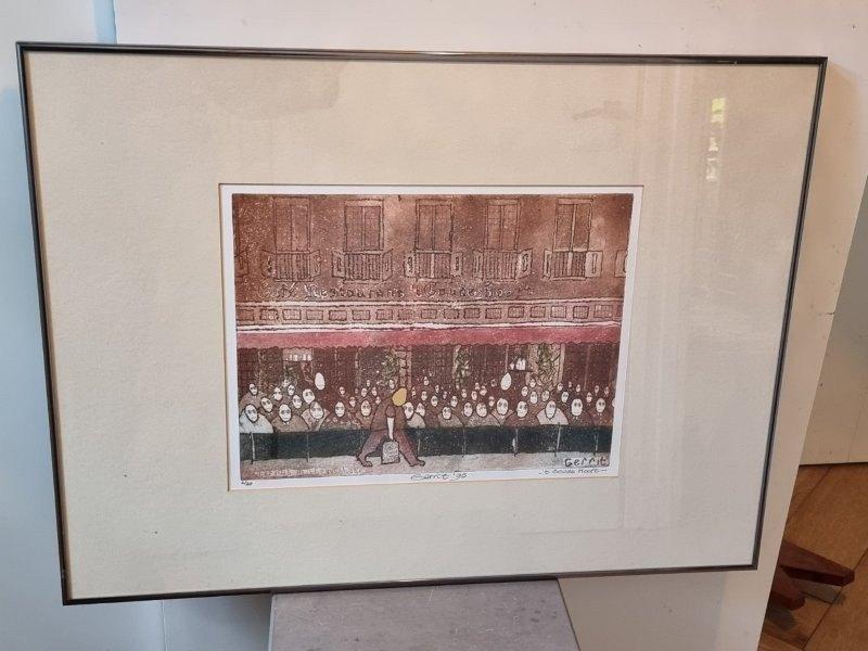 Gerrit Alberts, ‘t Goude Hooft, Den Haag, 1996, Antiek en Kunst, Kunst | Etsen en Gravures, Ophalen, Dagelijks leven, Ingelijst