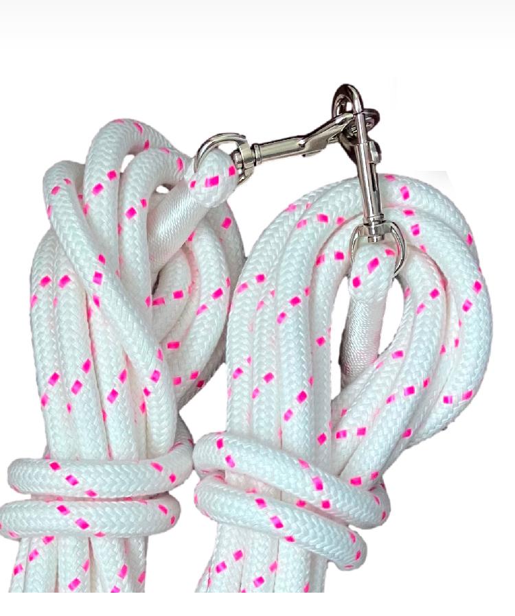 Dubbele lange lijnen - wit/roze, Dieren en Toebehoren, Equi-Perfect, Equi-Perfect, Nieuw, Overige soorten