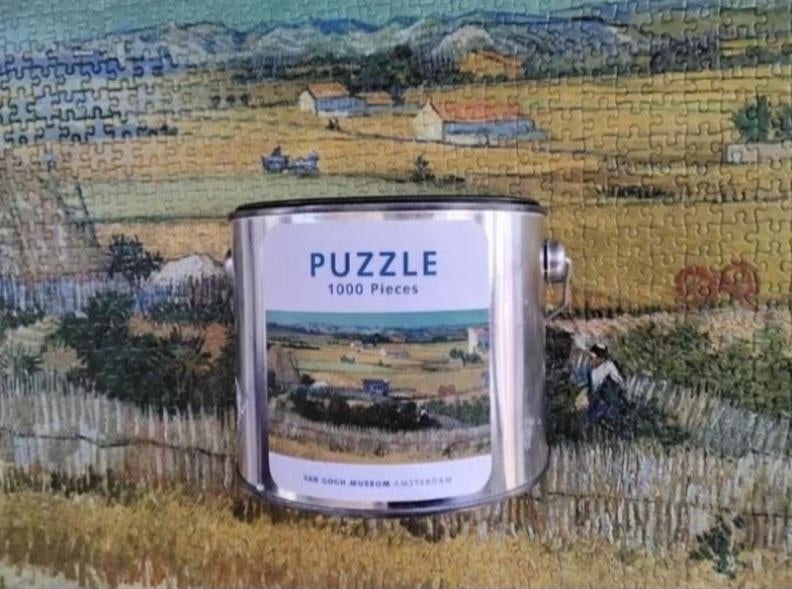 Puzzel van Gogh museum in verfblik 'the harvest', Ophalen, 500 t/m 1500 stukjes, Zo goed als nieuw, Legpuzzel