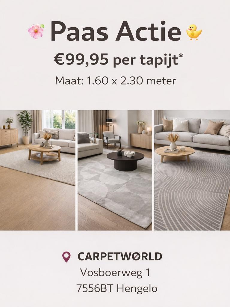 Vloerkleden 1.60 x 2.30 - Meer dan 60 kleuren - Paas Actie, Japandi, Overige kleuren, Carpetworld, 150 tot 200 cm