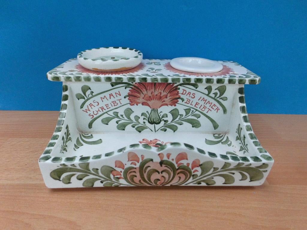 bureaustandaard duits keramiek met inktpot en pennenhouder, Ophalen of Verzenden, Zo goed als nieuw