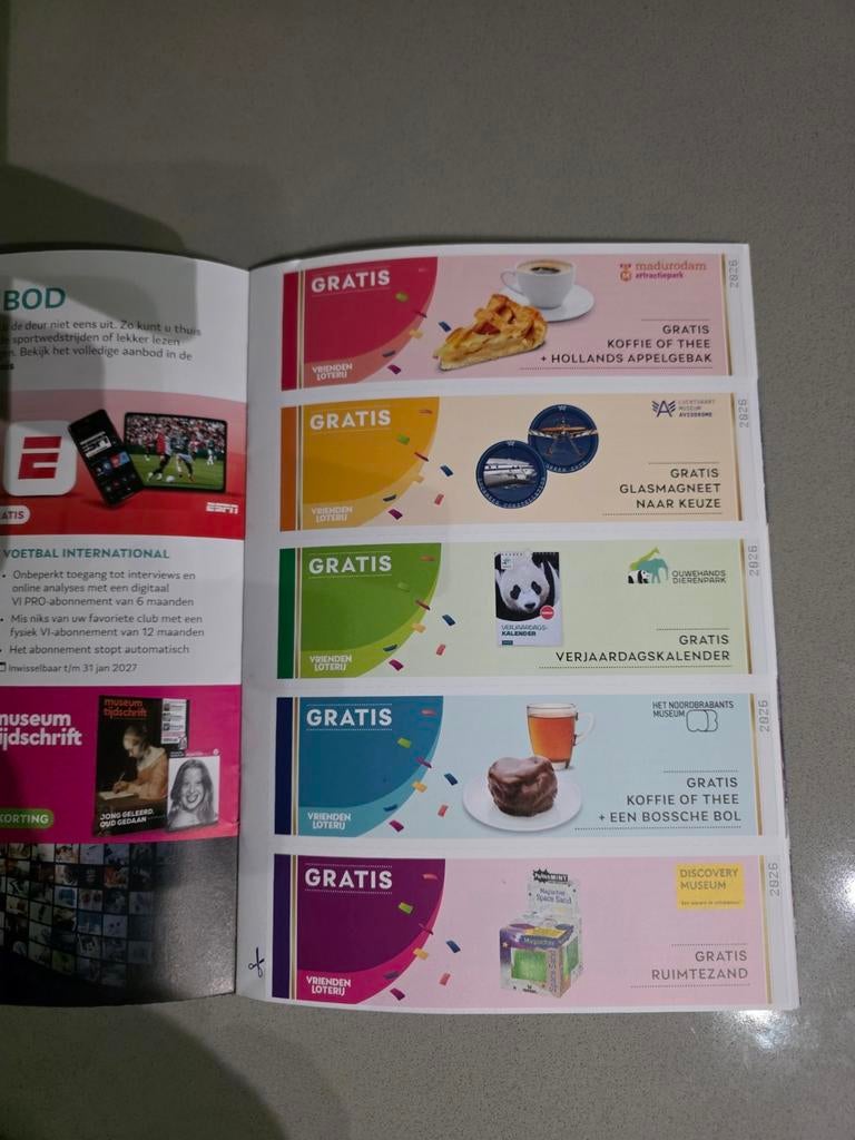 Vriendenloterij waardebonnen - vouchers, Eén persoon, Overige soorten, Overige typen