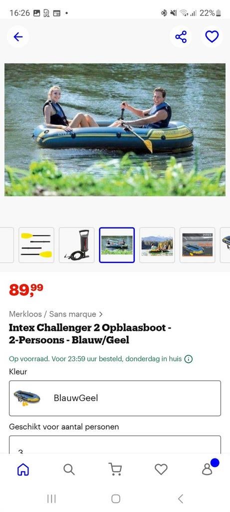 Intex Challenger 2 Opblaasboot - 1x gebruikt, Ophalen of Verzenden, Zo goed als nieuw